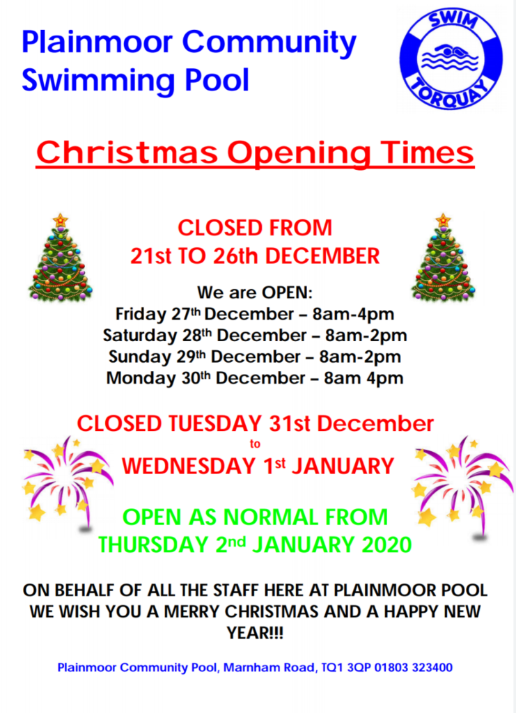 Swimming Pool Timetable Swim Torquay LTD